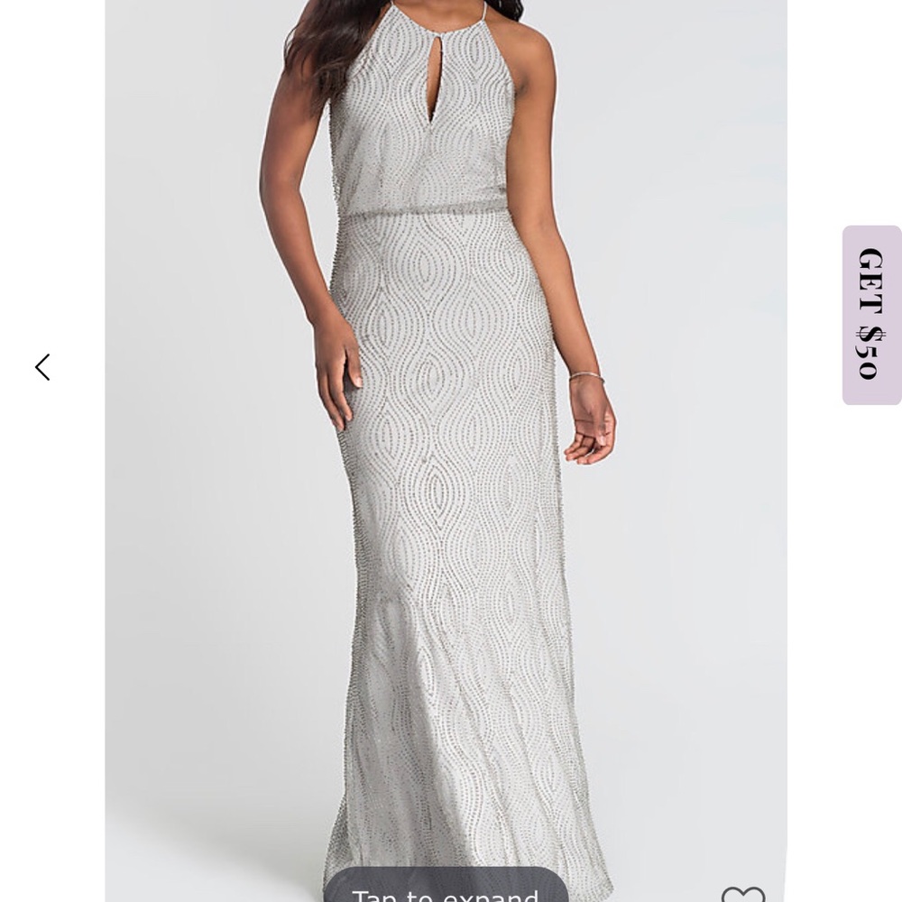 beaded silver gown from Kleinfeld